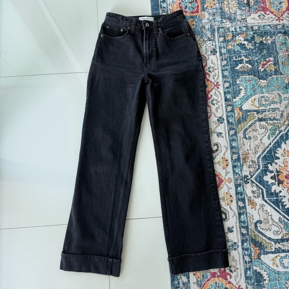 Abercrombie & Fitch Women's Straight Leg Jeans — Black Wash